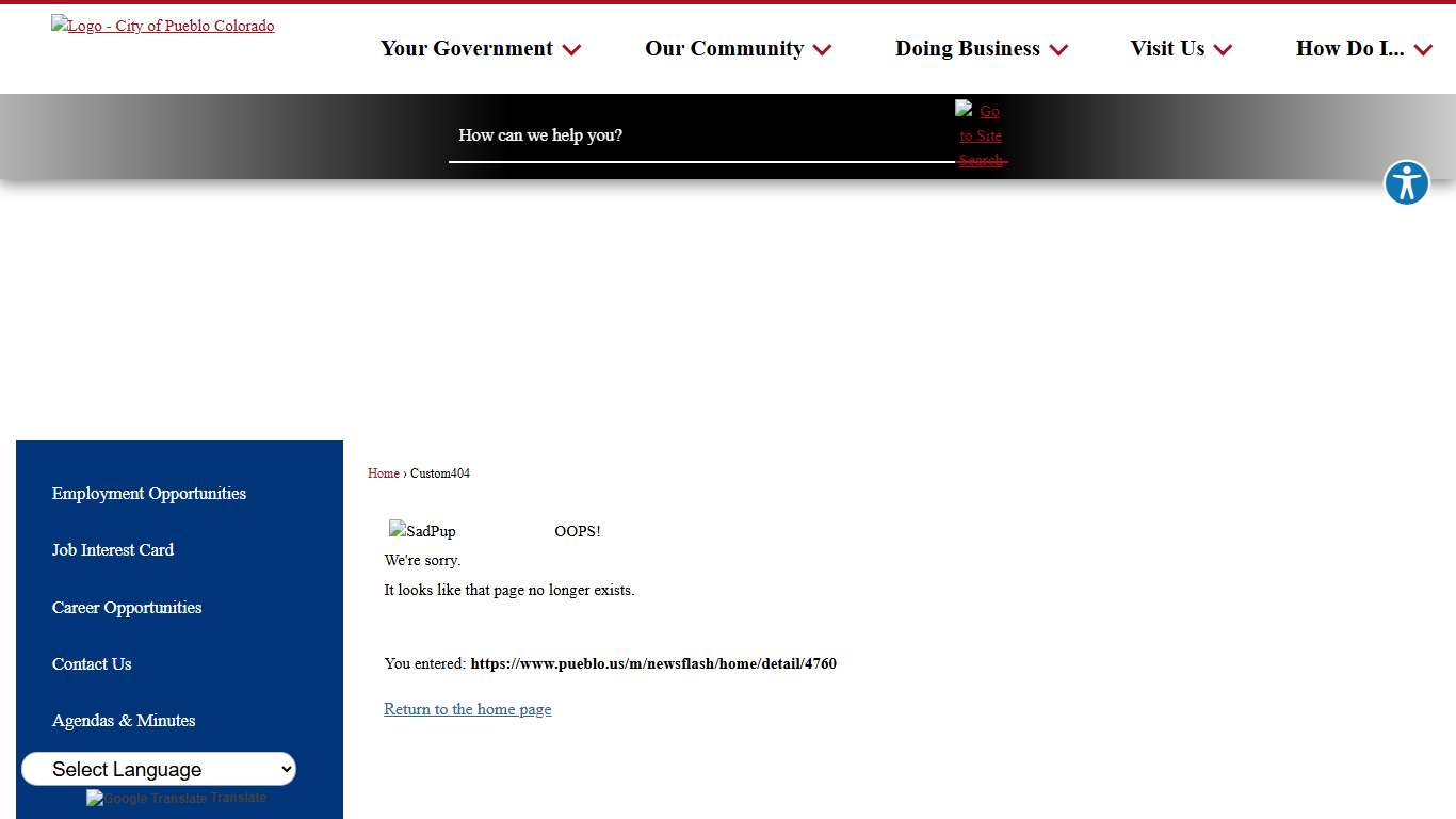 Custom404 • Pueblo, CO • CivicEngage