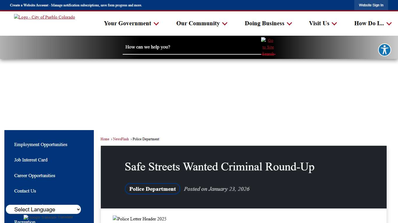 Safe Streets Wanted Criminal Round-Up • Pueblo, CO
